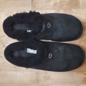 Merrell women's black leather faux fur lined driving loafers size 8.5